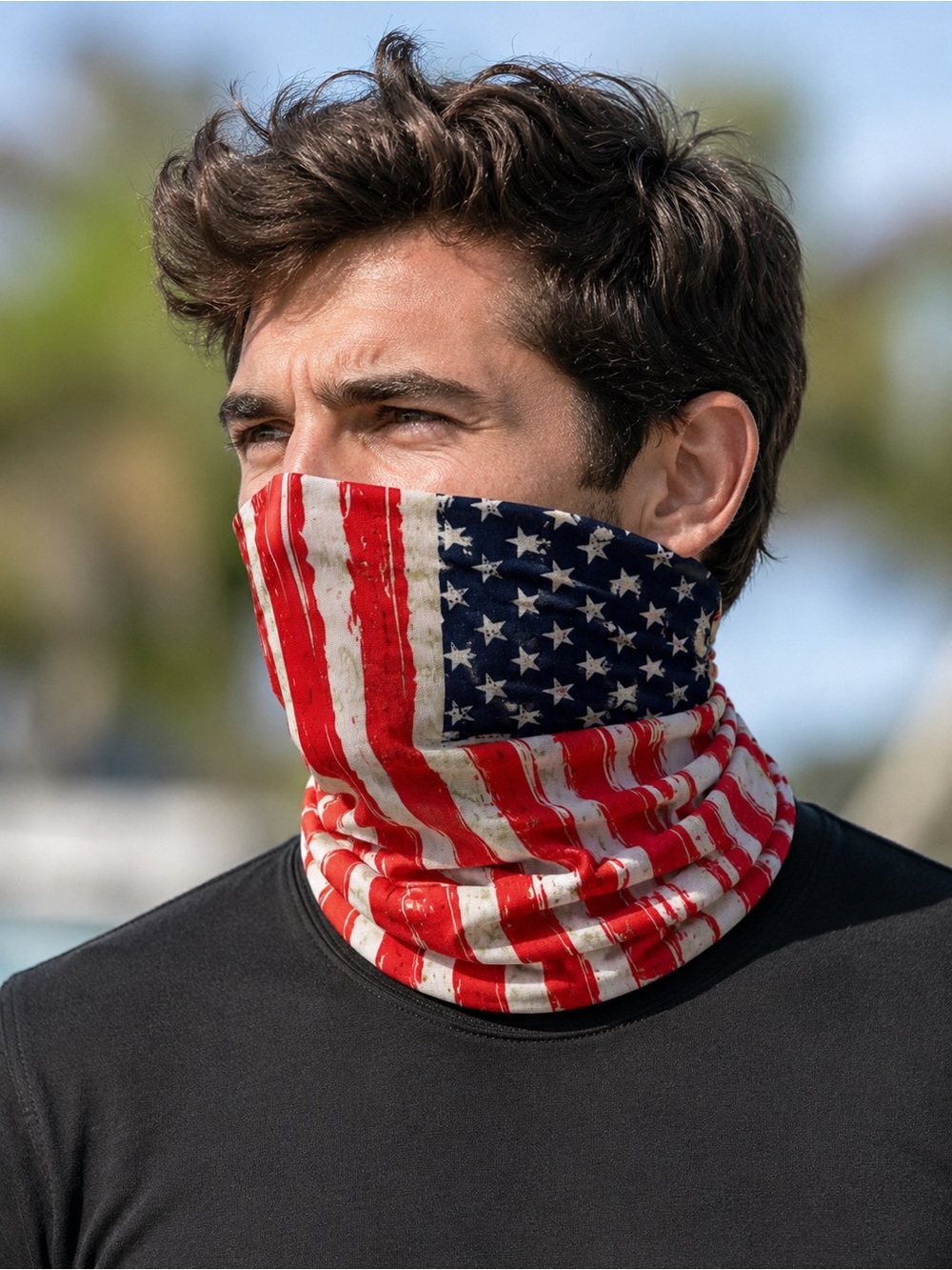American Flag Neck Gaiter Tube Scarf Face Cover Patriotic USA One Size